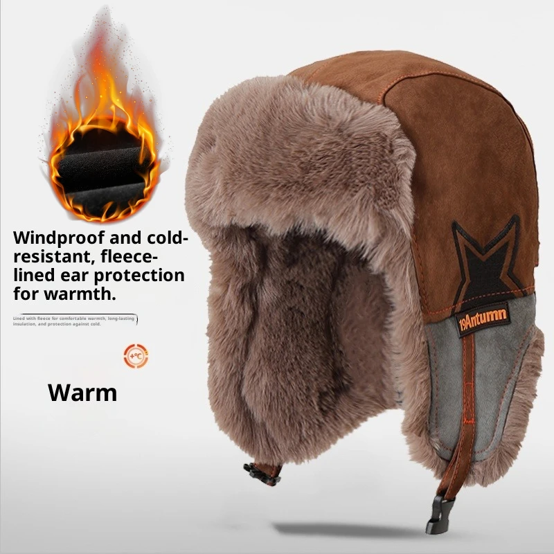 Trapper Hat Ear Flap - Topi Musim Dingin 3-in-1 Unisex, Tebal,
